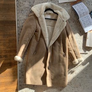 Zara Woman- Faux Fur/Leather Midi Winter Coat